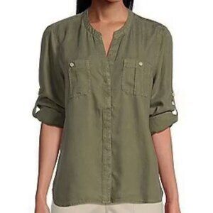 Tommy Bahama Mission Beach Tencel Utility Shirt XS Button Down Roll Up Sleeves